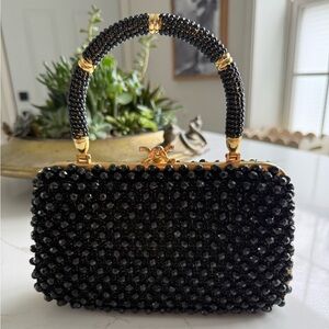 Beautiful Vintage 60’s Saks 5th Avenue Black Beaded Handbag Excellent condition